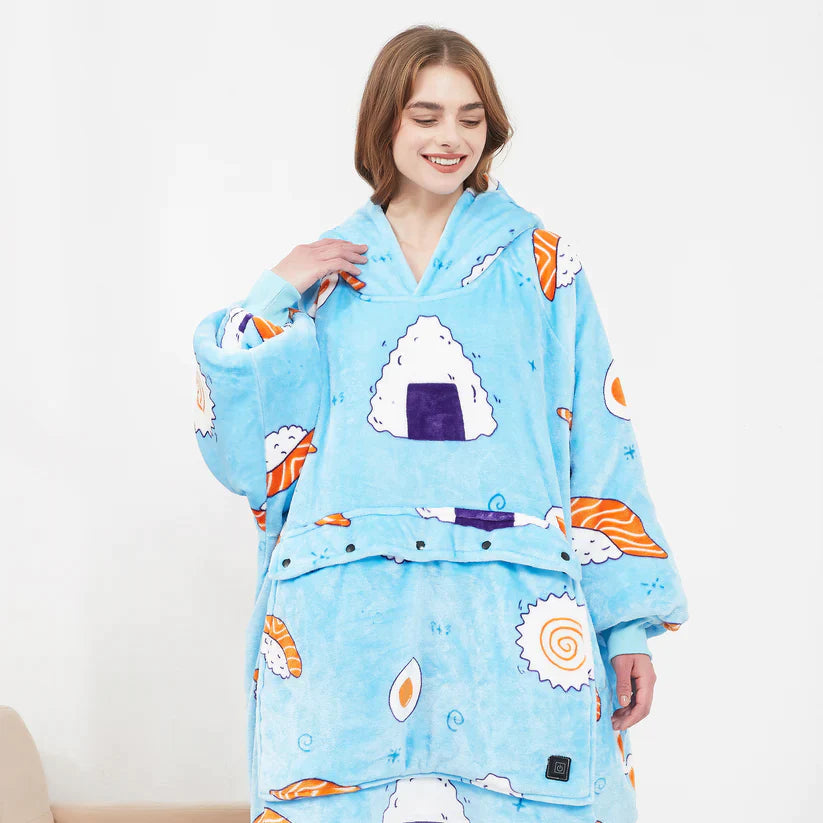 Heated Hoodie Blanket – Wearable Electric Blanket with Adjustable Heat Settings