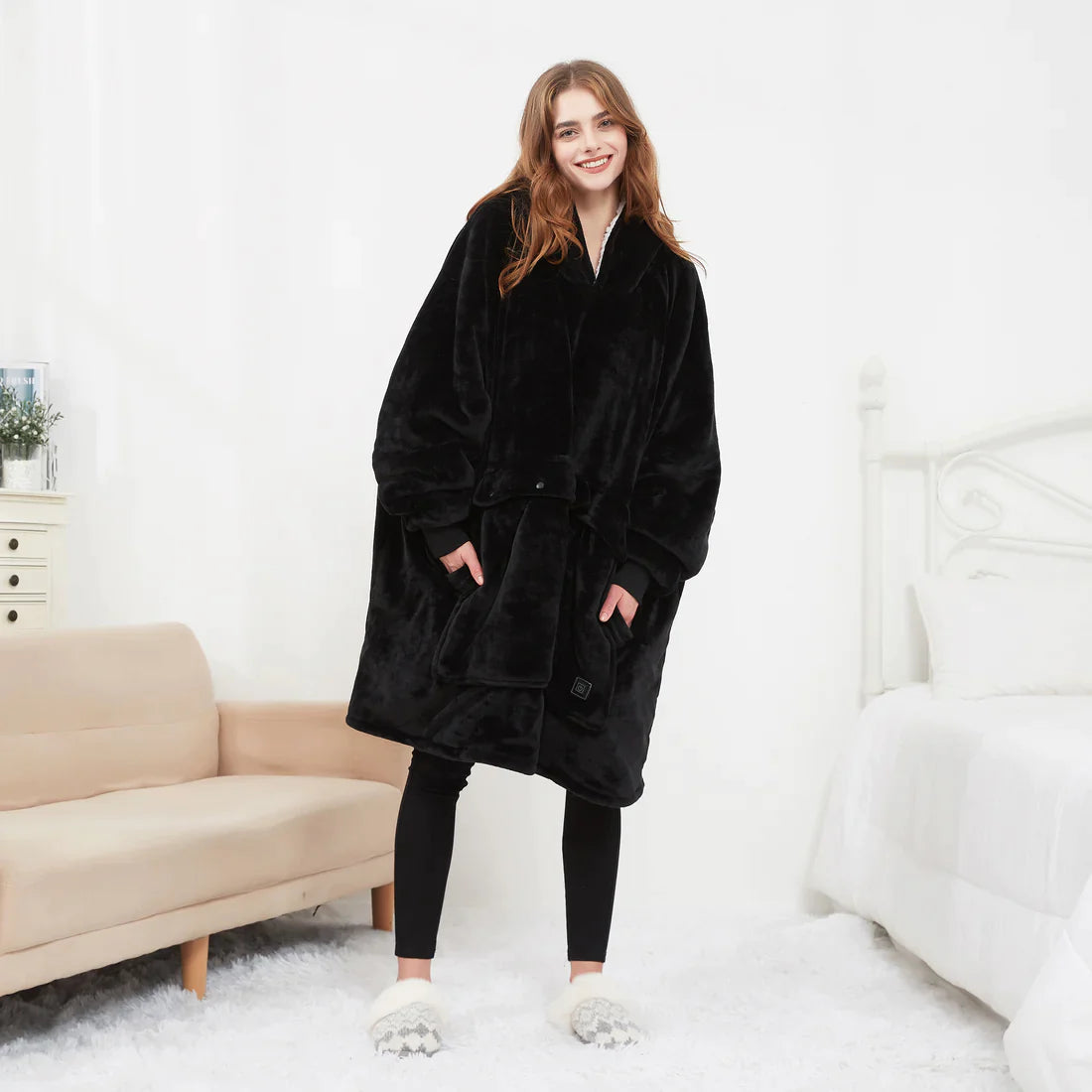 Heated Hoodie Blanket – Wearable Electric Blanket with Adjustable Heat Settings